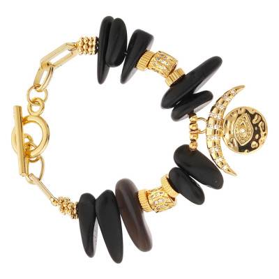 Olvido Gold & Stone Bracelet, 16.5 cm to 18.5 cm - Hipanema
