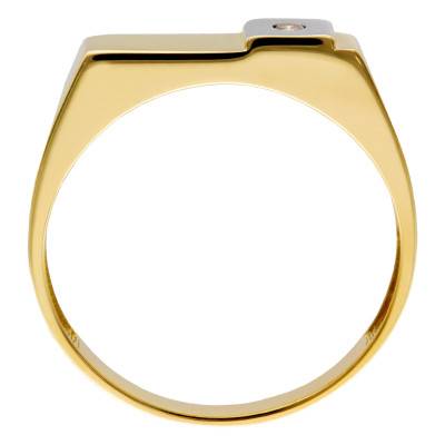 Two-Tone Signet Ring in 375 or 750 Gold & Cubic Zirconia, Dimensions 14.50 x 5 mm - Imperium