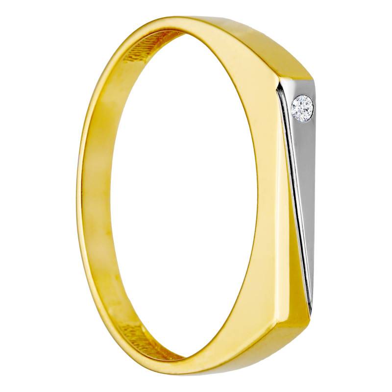 Two-Tone 375/1000 or 750/1000 Gold & Cubic Zirconia Rectangular Signet Ring, 14 x 3 mm - Imperium