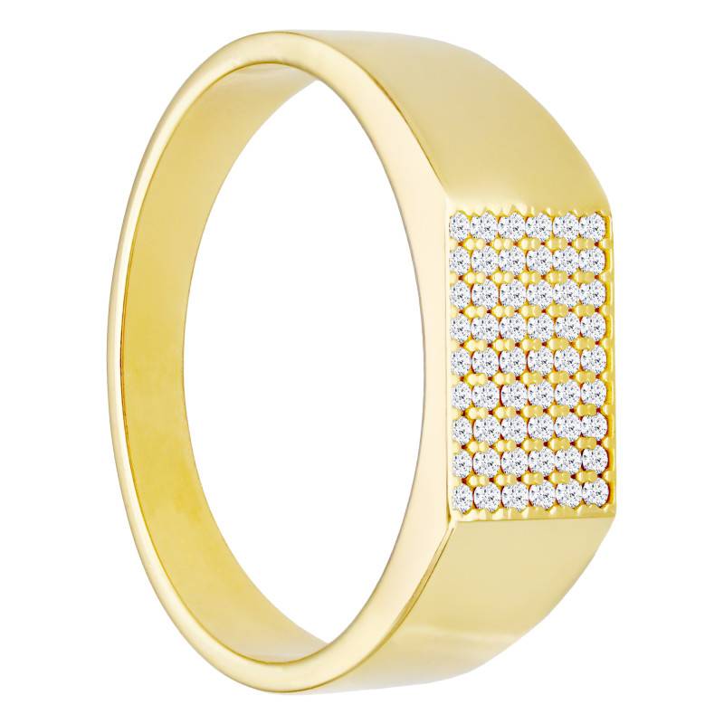 375/1000 or 750/1000 Yellow Gold Rectangular Signet Ring with Cubic Zirconia, 9 x 7 mm - Imperium