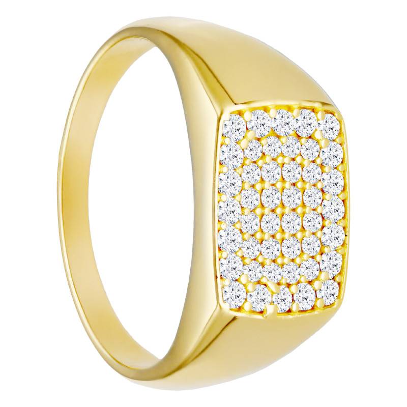 375 or 750 Yellow Gold & Zirconia Flat Top Signet Ring 12 x 9 mm - Imperium