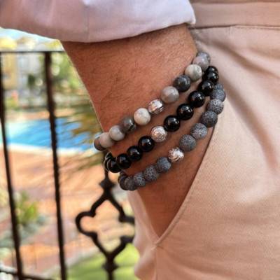 Silver & Picasso Stone Bracelet - Lauren Steven