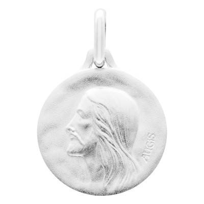 Médaille Ronde Christ de Profil, Argent 925, Diamètre 18 mm - Augis