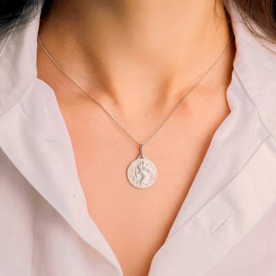 925/1000 Silver Saint Christopher Medal, 18 mm Diameter - Augis