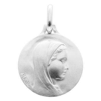 Médaille Ronde Vierge Profil Droit, Argent 925, Diamètre 18 mm - Augis