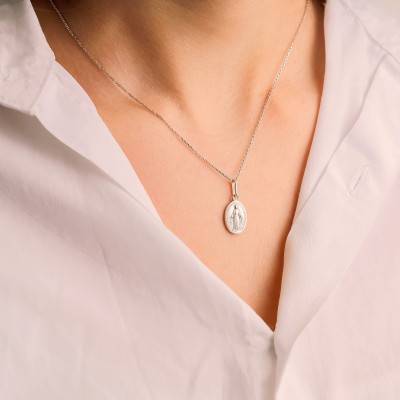 Médaille Vierge Marie Miraculeuse, Argent 925, 13 x 10 mm - Augis