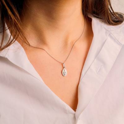 Médaille Vierge Marie Miraculeuse, Argent 925, 11 x 8 mm - Augis