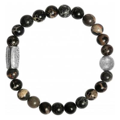 Bracelet Pierre Noire Impériale, Argenté - Lauren Steven