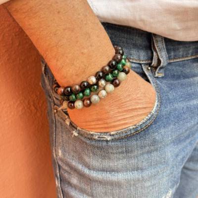 Bracelet Pierre Noire Impériale, Argenté - Lauren Steven