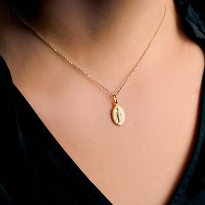 Médaille Vierge Marie Miraculeuse, Or Jaune 375, 13 x 10 mm - Augis