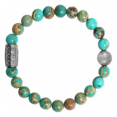 Bracelet Jaspe de Mer Turquoise, Argenté - Lauren Steven