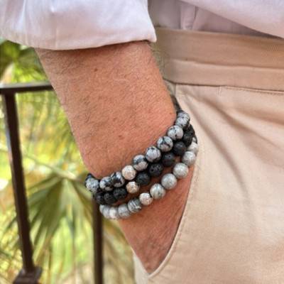 Silver & Lava Stone Bracelet - Lauren Steven