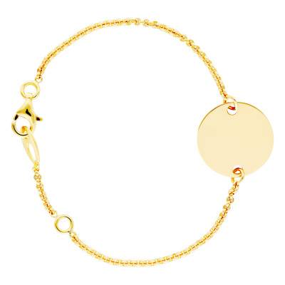 Bracelet Médaille Ronde, Or Jaune 750, Longueur 13 cm Réglable - Augis