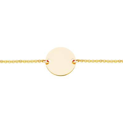 Bracelet Médaille Ronde, Or Jaune 750, Longueur 13 cm Réglable - Augis