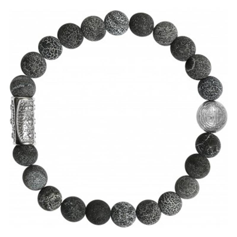 Silver & Crackled Black Agate Bracelet - Lauren Steven