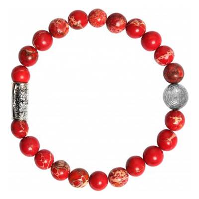 Bracelet Jaspe de Mer Rouge, Argenté - Lauren Steven