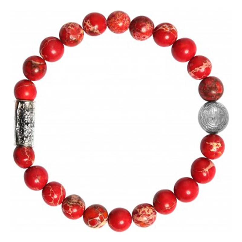 Silver & Red Sea Jasper Bracelet - Lauren Steven