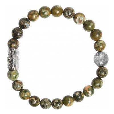 Silver & Rhyolite Bracelet, Length 19.5 cm or 20.5 cm - Lauren Steven