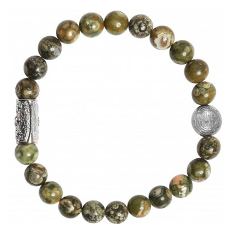 Silver & Rhyolite Bracelet, Length 19.5 cm or 20.5 cm - Lauren Steven