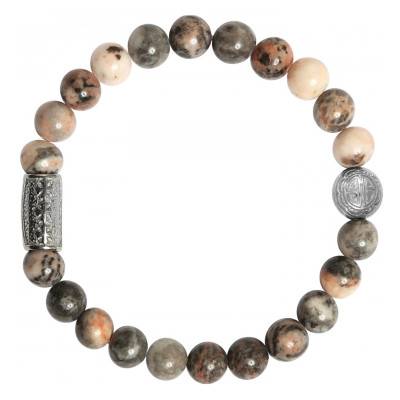 Silver & Brown Irregular Pattern Jasper Bracelet - Lauren Steven