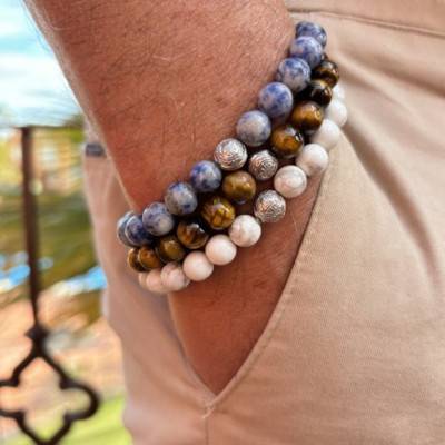 Silver Brazilian Sodalite Bracelet, Length 19,50 cm to 20,50 cm - Lauren Steven