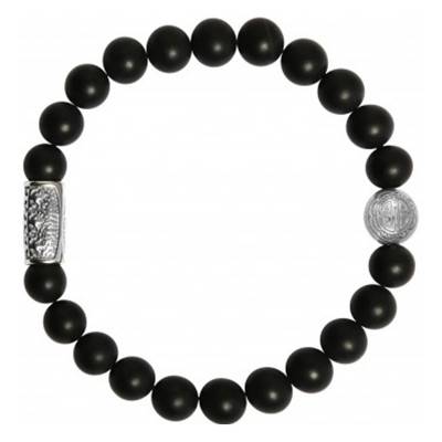 Bracelet Onyx Noir Mat & Argenté - Lauren Steven