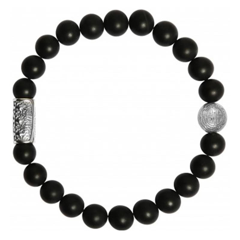 Silver & Matte Black Onyx Bracelet - Lauren Steven