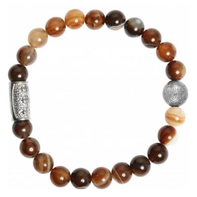 Silver & Coffee Agate Bracelet, Length 19.50 cm or 20.50 cm - Lauren Steven