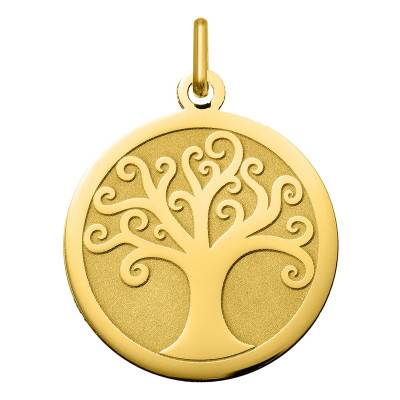Médaille Arbre de Vie Arabesque en Or Jaune 750, Diamètre 20 mm - Argyor