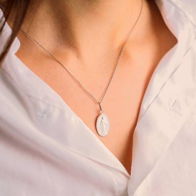 925/1000 Silver Oval Miraculous Virgin Medal - Emanessence