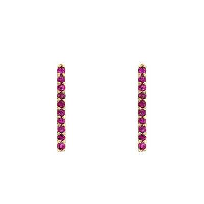 Boucles d'Oreilles Barrette, Or Jaune 375 ou 750 & Rubis - Aurora