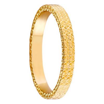 750 Yellow Gold Diamond-Cut Standard Alicante Wedding Ring, 2.50 mm Width - Ponce