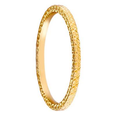Alliance Ruban Confort Diamantée en Or Jaune 750, Largeur 1,50 mm - Ponce