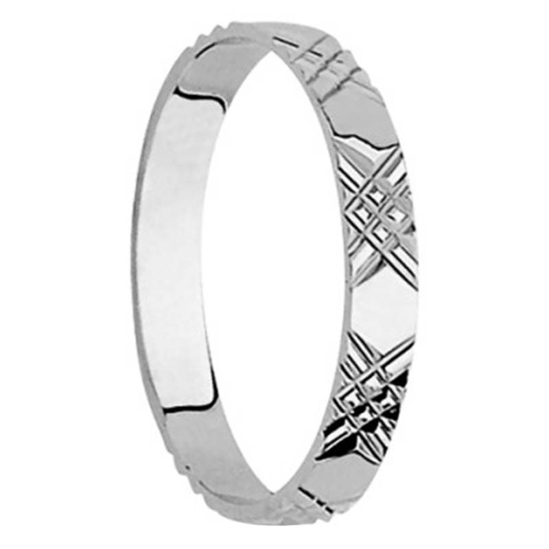 Ozoir Standard Ribbon 750/1000 White Gold Wedding Ring, Width 2,50 mm - Ponce