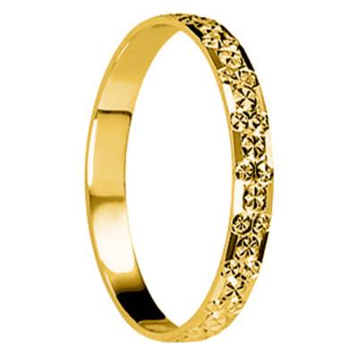 750/1000 Yellow Gold Diamond-Cut Houblon Standard Wedding Ring, 2.50 cm Width - Ponce