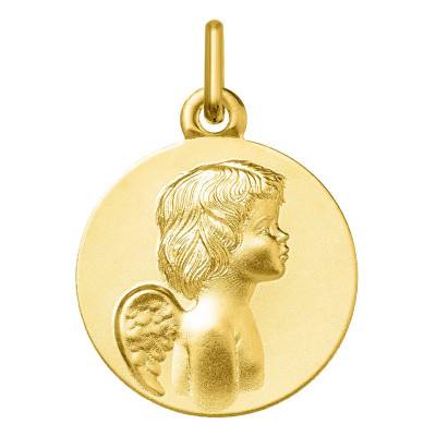 375 or 750 Yellow Gold Profile Angel Medal, 18.50 mm Diameter - Argyor