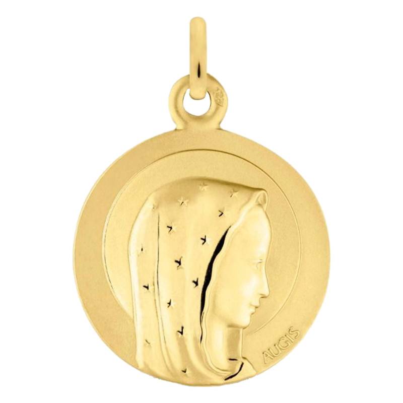 750/1000 Yellow Gold Stella Maris Virgin Medal, 16 mm Diameter - Augis