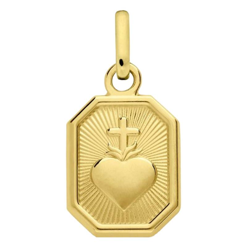 750 Yellow Gold Mini Octagonal Sacred Heart Medal - Augis