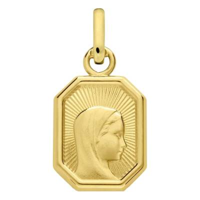 "750/1000 Yellow Gold Mini Octagonal Virgin Mary Medal" - Augis