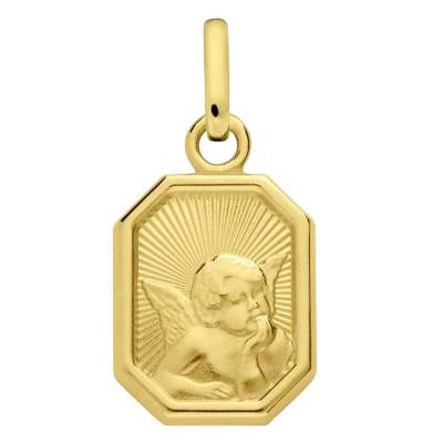 Médaille Mini Octogonale Ange Raphaël en Or Jaune 750 - Augis