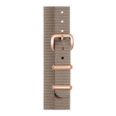 Bracelet Nato Double Tour 12 mm Taupe, Longueur 390mm, Boucle PVD or rose - Briston