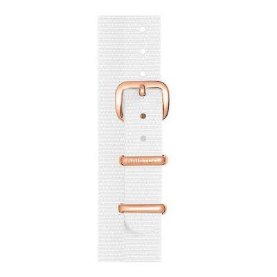 White NATO Double-Wrap Strap 12 mm, Length 390mm, PVD Rose Gold Buckle - Briston