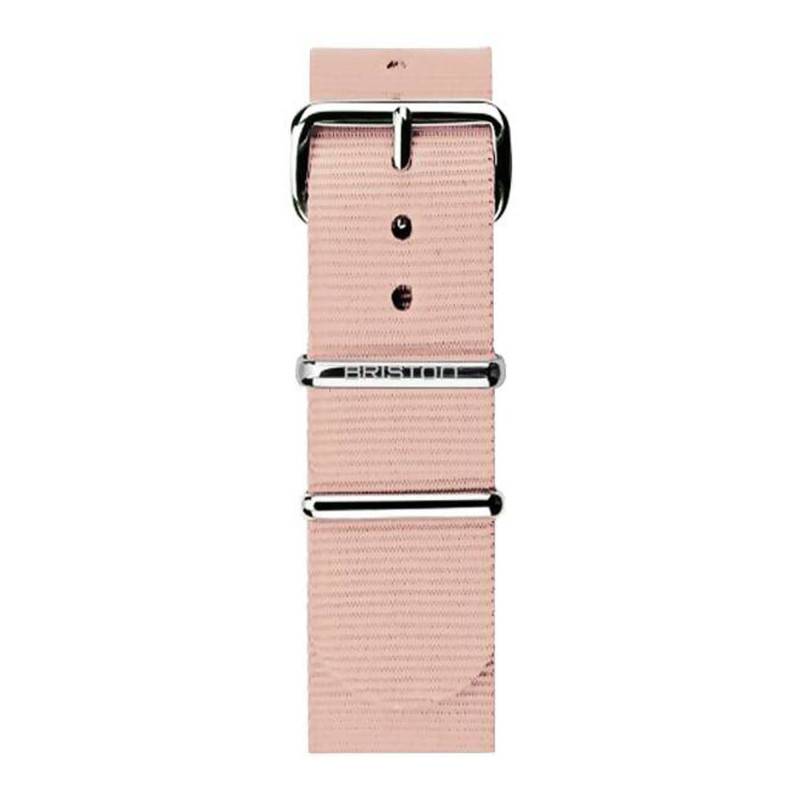 Powder Pink 20mm NATO Watch Strap, Length 245mm, Steel Buckle - Briston