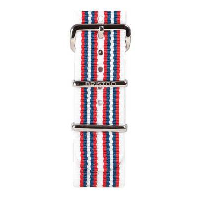 Bracelet Nato Blanc/Rouge/Bleu 20 mm - Briston