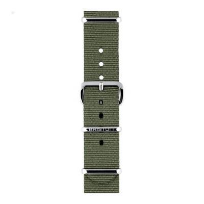 Military Green NATO Strap 18 mm, Length 230mm, Silver Buckle - Briston
