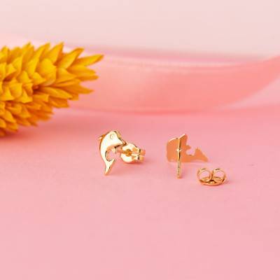 Boucles d'oreilles Dauphins en Or Jaune 750 - Bambins