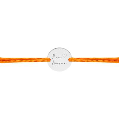 Bracelet Cordon Médaille Mon Amour en Argent 925, Longueur Ajustable - Lumiosa