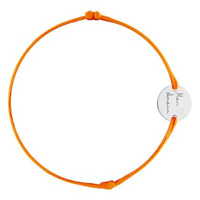 Bracelet Cordon Médaille Mon Amour en Argent 925, Longueur Ajustable - Lumiosa