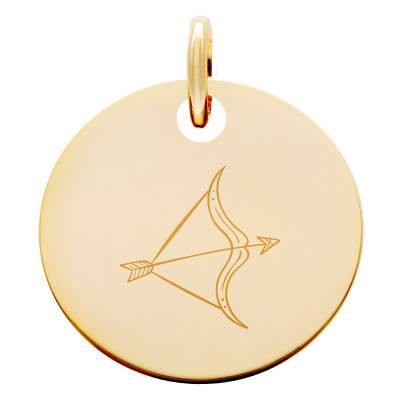Médaille Zodiaque Sagittaire Enfantin Plaqué Or Jaune, Diamètre 15 mm - Lumiosa