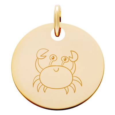 Médaille Zodiaque Cancer Enfantin Plaqué Or Jaune, Diamètre 15 mm - Lumiosa